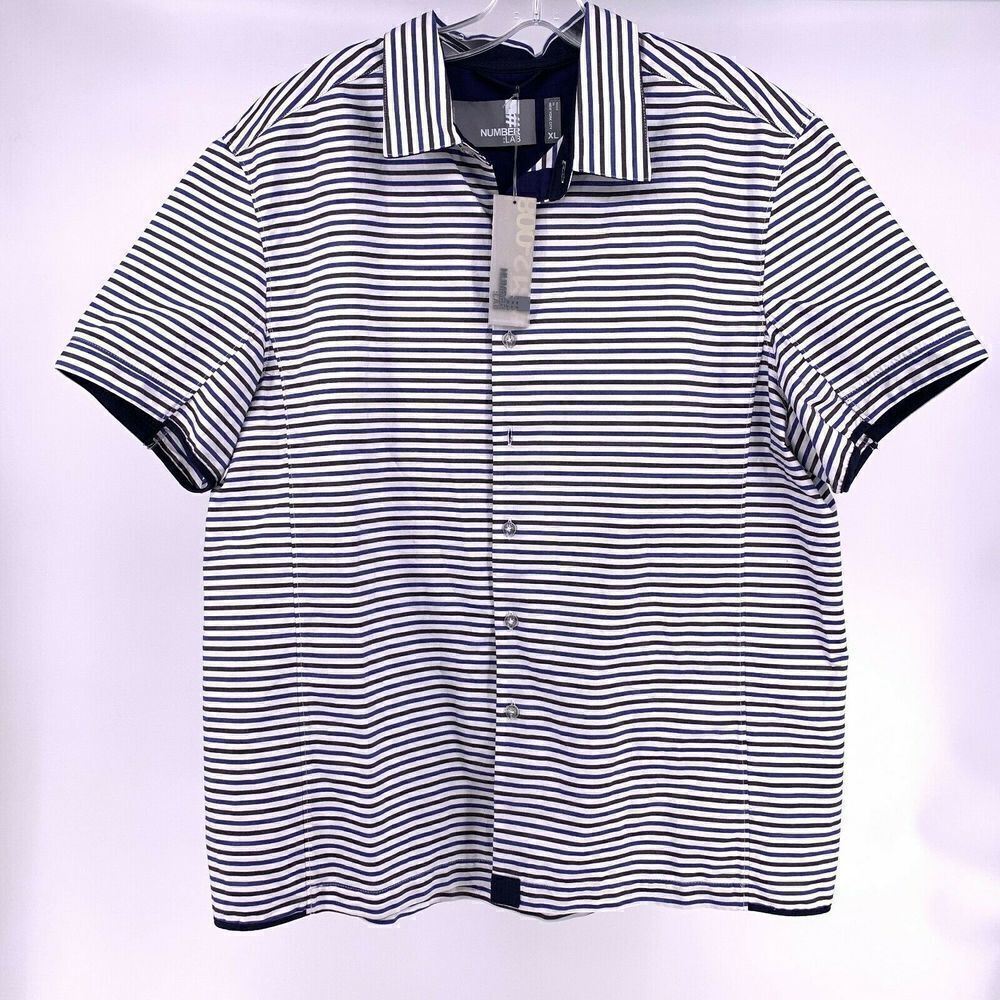 Number Lab Mens XL Striped Short Sleeve Shirt